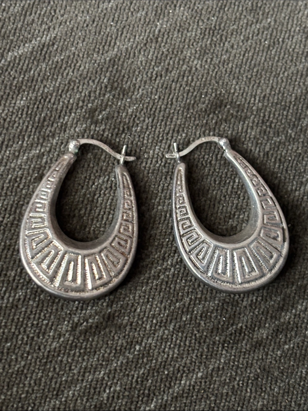 .925 Sterling HOOP EARRINGS real solid Silver Fine Jewelry 1990s vintage oblong